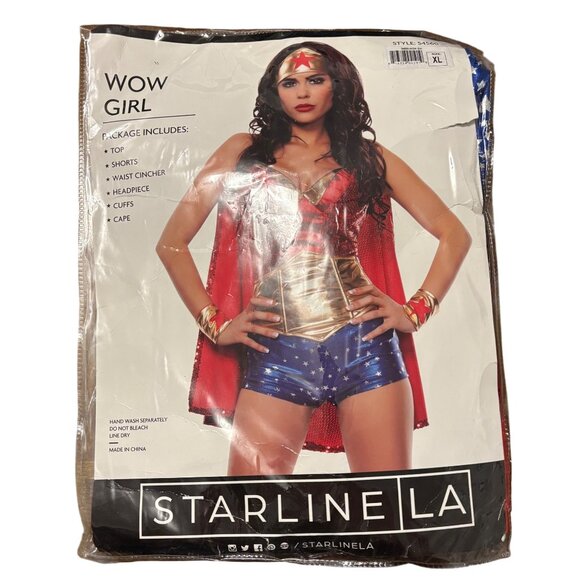 Wow Girl Superhero Costume XL By Starline LA Includes Top Shorts Waist Cincher - Picture 1 of 2